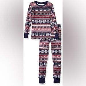 Amazon Essentials Kids Snowflake Pajama Set - Navy and Red